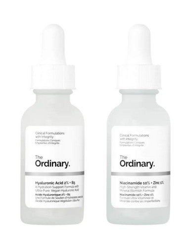 The Ordinary veido priežiūros serumų rinkinys: hialurono ir niacinamido serumai