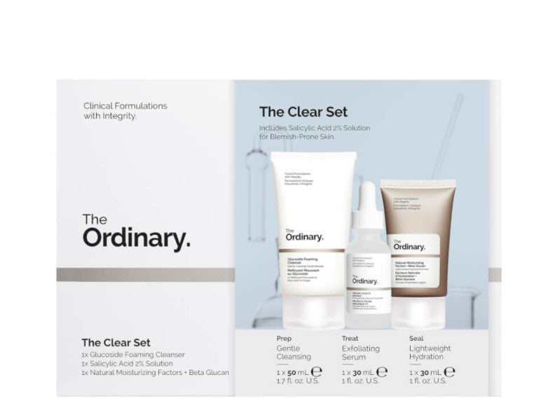 Veido priežiūros rinkinys The Ordinary Clear Set: prausiklis, 50 ml + serumas, 30 ml + kremas, 30 ml