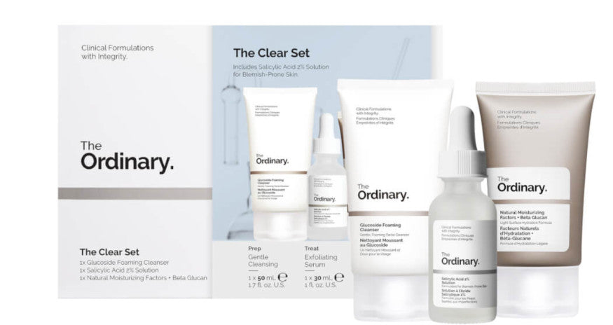 Veido priežiūros rinkinys The Ordinary Clear Set: prausiklis, 50 ml + serumas, 30 ml + kremas, 30 ml