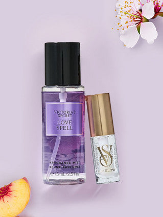 Victoria's Secret rinkinys: Love Spell mini kūno dulksna ir maitinantis lūpų aliejus