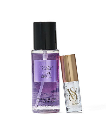 Victoria's Secret rinkinys: Love Spell mini kūno dulksna ir maitinantis lūpų aliejus
