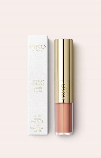 Kiko Milano matinės spalvos lūpų dažai ir spindintis lūpų blizgesys spalva 01 Enchanting Nude