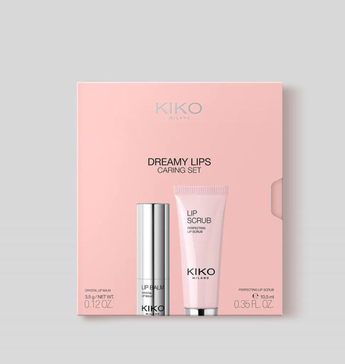 Kiko Milano lūpų priežiūros rinkinys: lūpų šveitiklis ir spindintis balzamas
