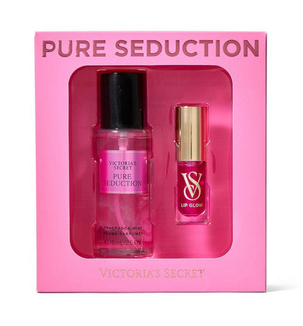 Victoria's Secret rinkinys: Pure Seduction mini kūno dulksna ir maitinantis lūpų aliejus