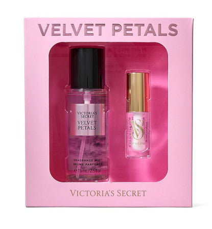Victoria's Secret rinkinys: Velvet Petals mini kūno dulksna ir maitinantis lūpų aliejus