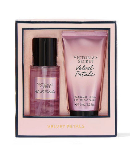 Victoria's Secret rinkinys: Velvet Petals mini kūno dulksna ir mini kūno losjonas, 2x 75 ml
