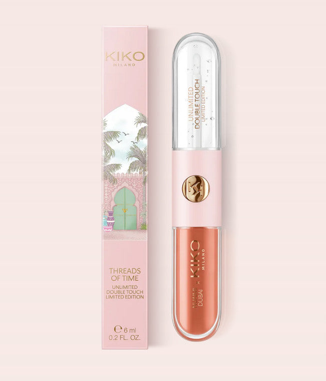 Kiko Milano riboto leidimo Threads of time dvipusis lūpų blizgis spalva 02 Nutty Nude