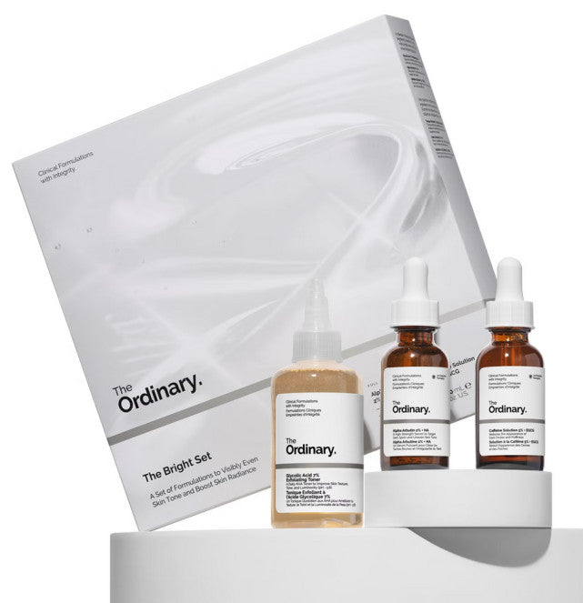 Odos priežiūros serumų rinkinys su trimis populiariausiais produktais "The Ordinary The Bright Set"