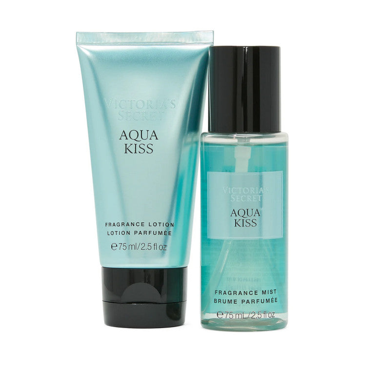 Victoria's Secret rinkinys: Aqua Kiss mini kūno dulksna ir parfumuotas kūno losjonas