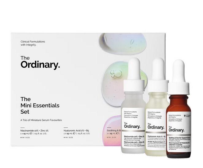 The Ordinary skaistinantis ir odos barjerą atkuriantis rinkinys, 30 ml „The Mini Essentials Set"