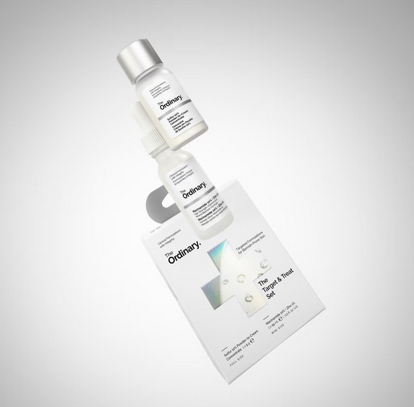 The Ordinary skaistinantis ir bėrimus panaikinantis rinkinys, 30 ml „The Target & Treat Set"